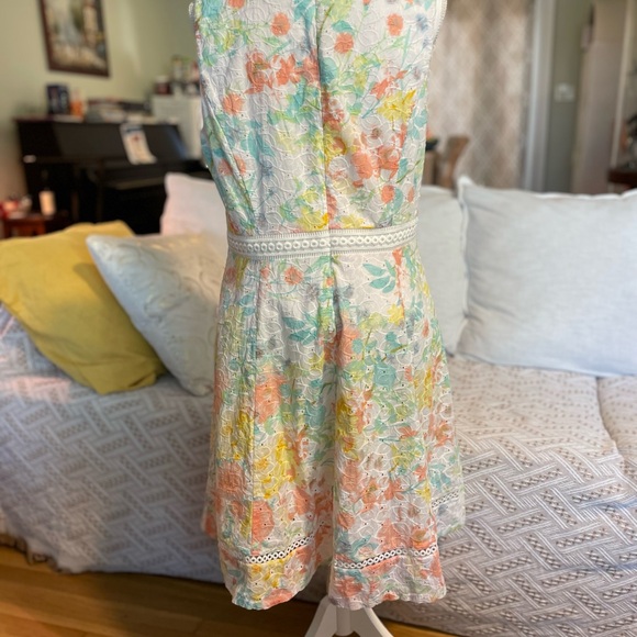 Calvin Klein Floral-Print Eyelet A-Line Dress - Picture 2 of 14